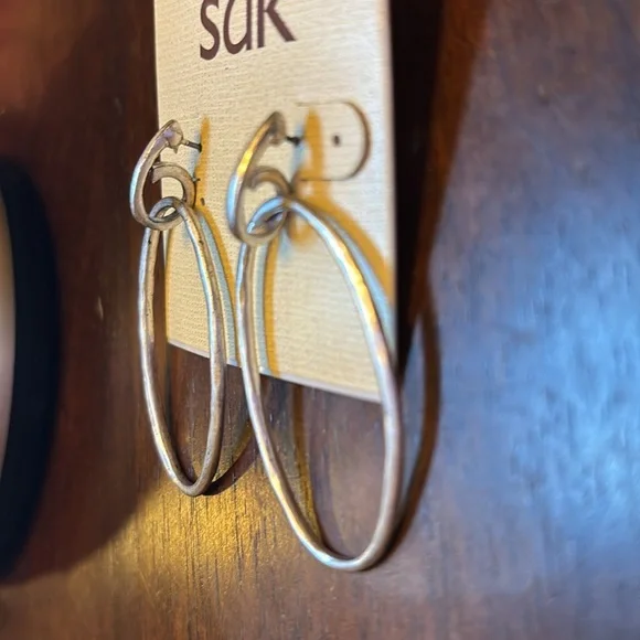 The Sak - Silver Tone U Shaped Oblong Hoop Earrings - Picture 2 of 3